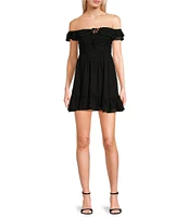Allison & Kelly Off The Shoulder Pleated Dress