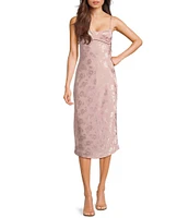 Allison & Kelly Printed Jacquard Square Neck Spaghetti Strap Dress