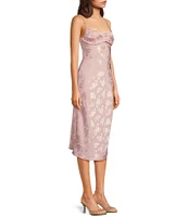 Allison & Kelly Printed Jacquard Square Neck Spaghetti Strap Dress