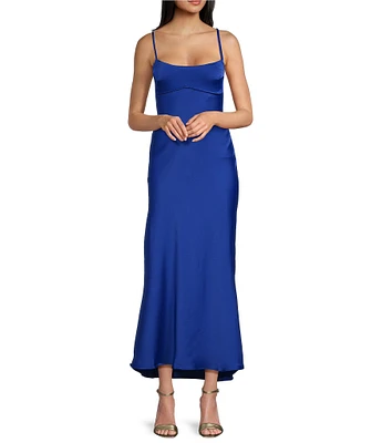 Allison & Kelly Satin Bar Back Long Dress