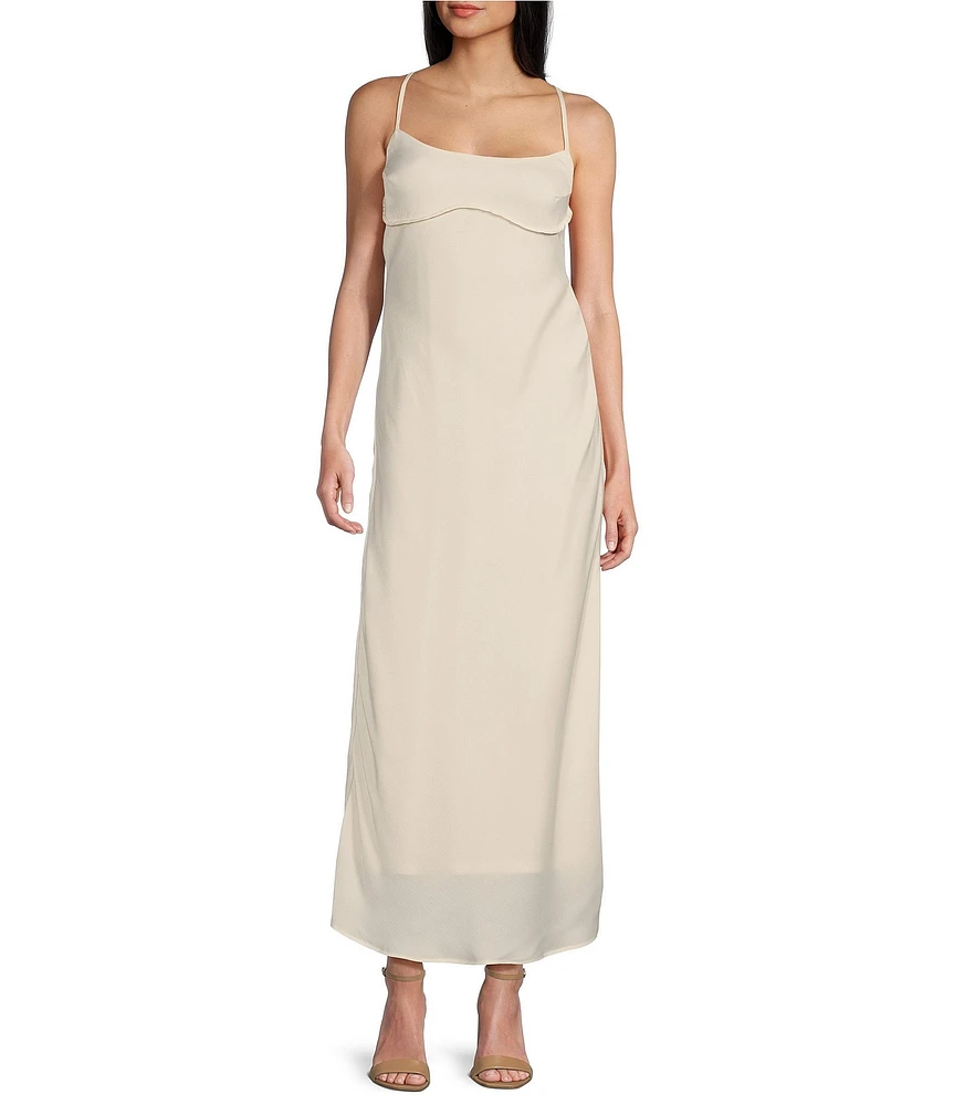 Allison & Kelly Satin Bar Back Long Dress