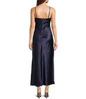 Allison & Kelly Satin Lace Trim V-Neck Spaghetti Strap Dress