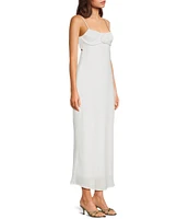 Allison & Kelly Satin Scoop Neck Spaghetti Strap Rosette Back Cut Out Slip Dress