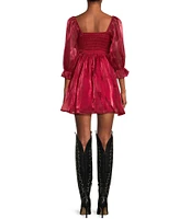 Allison & Kelly 1/2 Sleeve Organza Fit & Flare Dress