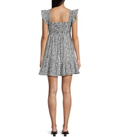 Allison & Kelly Seersucker Gingham V-Neck Ruffled Empire Waist Tiered Dress