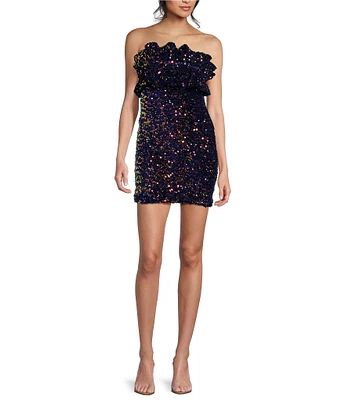 Allison & Kelly Strapless Sequin Cupcake Mini Dress