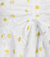 Allison & Kelly Short Sleeve Chinched Sweetheart Neck Embroidered Daisy Dress