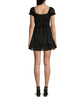 Allison & Kelly Short Sleeve Cross Waist Double Hem Fit & Flare Dress