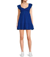 Allison & Kelly Short Sleeve Smocked Empire Tiered Mini Dress