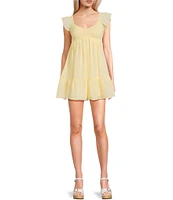 Allison & Kelly Short Sleeve Smocked Empire Waist Babydoll Tiered Mini Dress