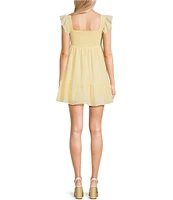 Allison & Kelly Short Sleeve Smocked Empire Waist Babydoll Tiered Mini Dress