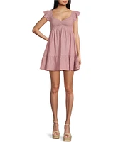 Allison & Kelly Short Sleeve Smocked Empire Tiered Mini Dress
