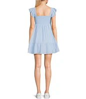 Allison & Kelly Short Sleeve Smocked Empire Tiered Mini Dress