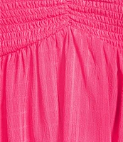 Allison & Kelly Short Sleeve Smocked Empire Waist Babydoll Tiered Mini Dress