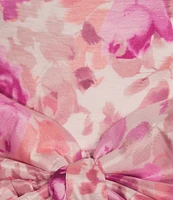 Allison & Kelly Sleeveless Taffeta Floral Print Square Neck Tie Back Dress