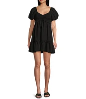 Allison & Kelly Smocked V-Neck Short Sleeve Dress
