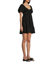 Allison & Kelly Smocked V-Neck Short Sleeve Dress