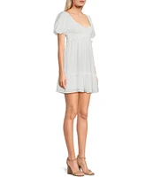 Allison & Kelly Smocked V-Neck Short Sleeve Dress