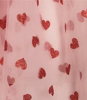 Allison & Kelly Strapless Glitter Heart Print Double Hem Mini Dress