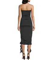 Allison & Kelly Strapless Neck Sleeveless Ruffle Side Tube Dress