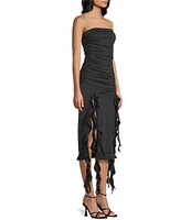Allison & Kelly Strapless Neck Sleeveless Ruffle Side Tube Dress