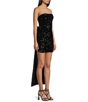 Allison & Kelly Strapless Sequin Back Bow Dress