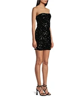 Allison & Kelly Strapless Sequin Back Bow Dress