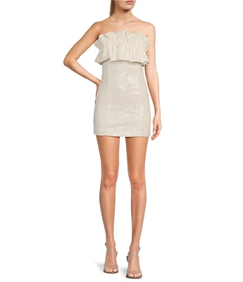 Allison & Kelly Strapless Sequin Embellished Sheath Dress