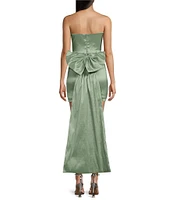 Allison & Kelly Strapless Taffeta Bow Back With Detachable Train Mini Dress