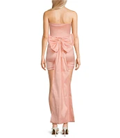 Allison & Kelly Strapless Taffeta Bow Back With Detachable Train Mini Dress