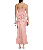 Allison & Kelly Strapless Taffeta Bow Back With Detachable Train Mini Dress