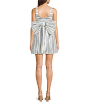 Allison & Kelly Striped Scoop Neck Bow Back Baby Doll Dress