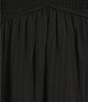 Allison & Kelly Textured Woven V-Neck Flutter Sleeve Smocked Dress