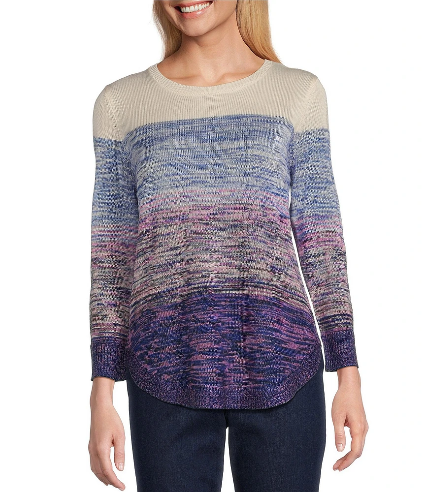 Allison Daley 3/4 Sleeve Crew Neck Color Block Stripe Sweater