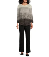 Allison Daley 3/4 Sleeve Crew Neck Colorblock Stripe Sweater