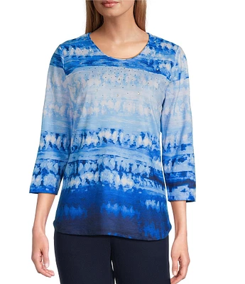 Allison Daley 3/4 Sleeve Crew Neck Knit Top