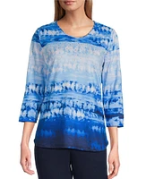 Allison Daley 3/4 Sleeve Crew Neck Knit Top