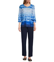 Allison Daley 3/4 Sleeve Crew Neck Knit Top