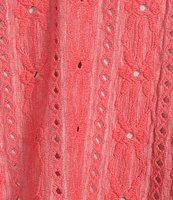Allison Daley 3/4 Sleeve Open-Front Eyelet Knit Cardigan