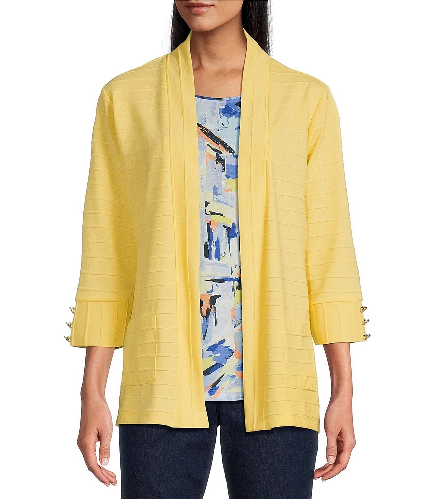 Allison Daley 3/4 Sleeve Open Front Patch Pocket Cardigan