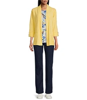 Allison Daley 3/4 Sleeve Open Front Patch Pocket Cardigan