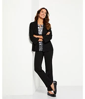 Allison Daley 3/4 Sleeve Open-Front Wave Knit Cardigan