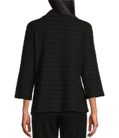 Allison Daley 3/4 Sleeve Open-Front Wave Knit Cardigan