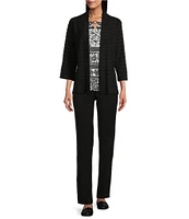 Allison Daley 3/4 Sleeve Open-Front Wave Knit Cardigan