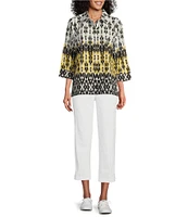 Allison Daley 3/4 Sleeve Point Collar Button Front Shirt