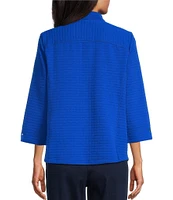 Allison Daley 3/4 Sleeve Stand Collar Zip Front Jacket