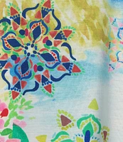 Allison Daley Amalfi Coast Print 3/4 Sleeve Crew Neck Knit Top