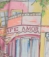 Allison Daley Cafe Social Print 3/4 Sleeve Crew Neckline Knit Top