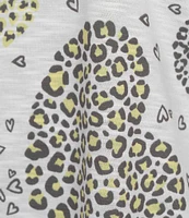 Allison Daley Embellished Cascading Hearts Print 3/4 Sleeve Crew Neckline Knit Top