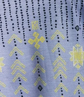 Allison Daley Embellished Folk Stitch Print 3/4 Sleeve Crew Neck Knit Top